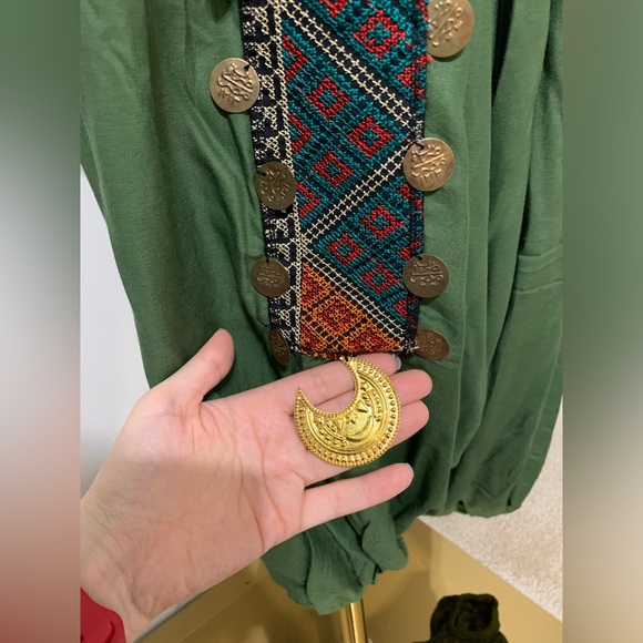 Green Triangles Hobo Tatreez Sherwal Baggy Pants - Picture 8 of 17